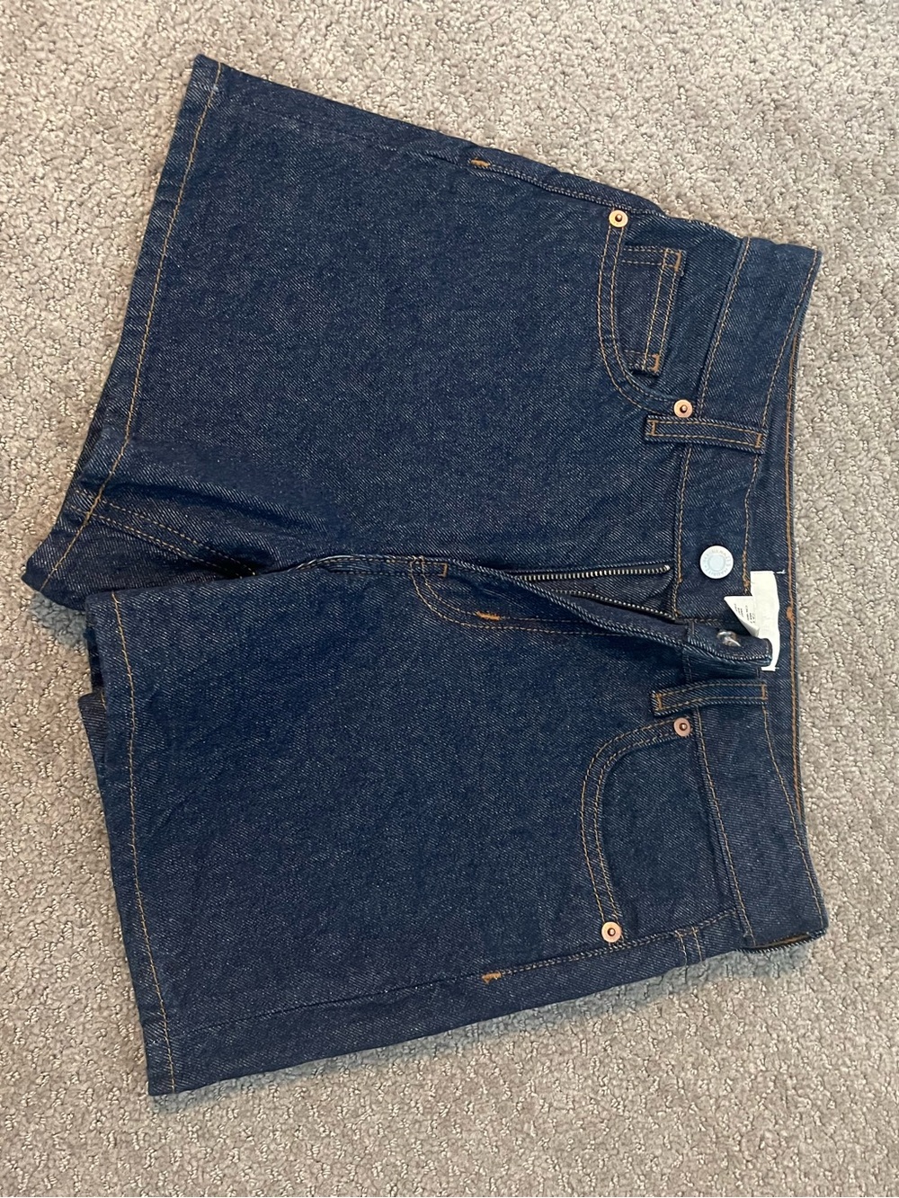 H&M Dark Indigo Denim Shorts with Contrast Stitching